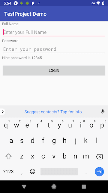 app login screen