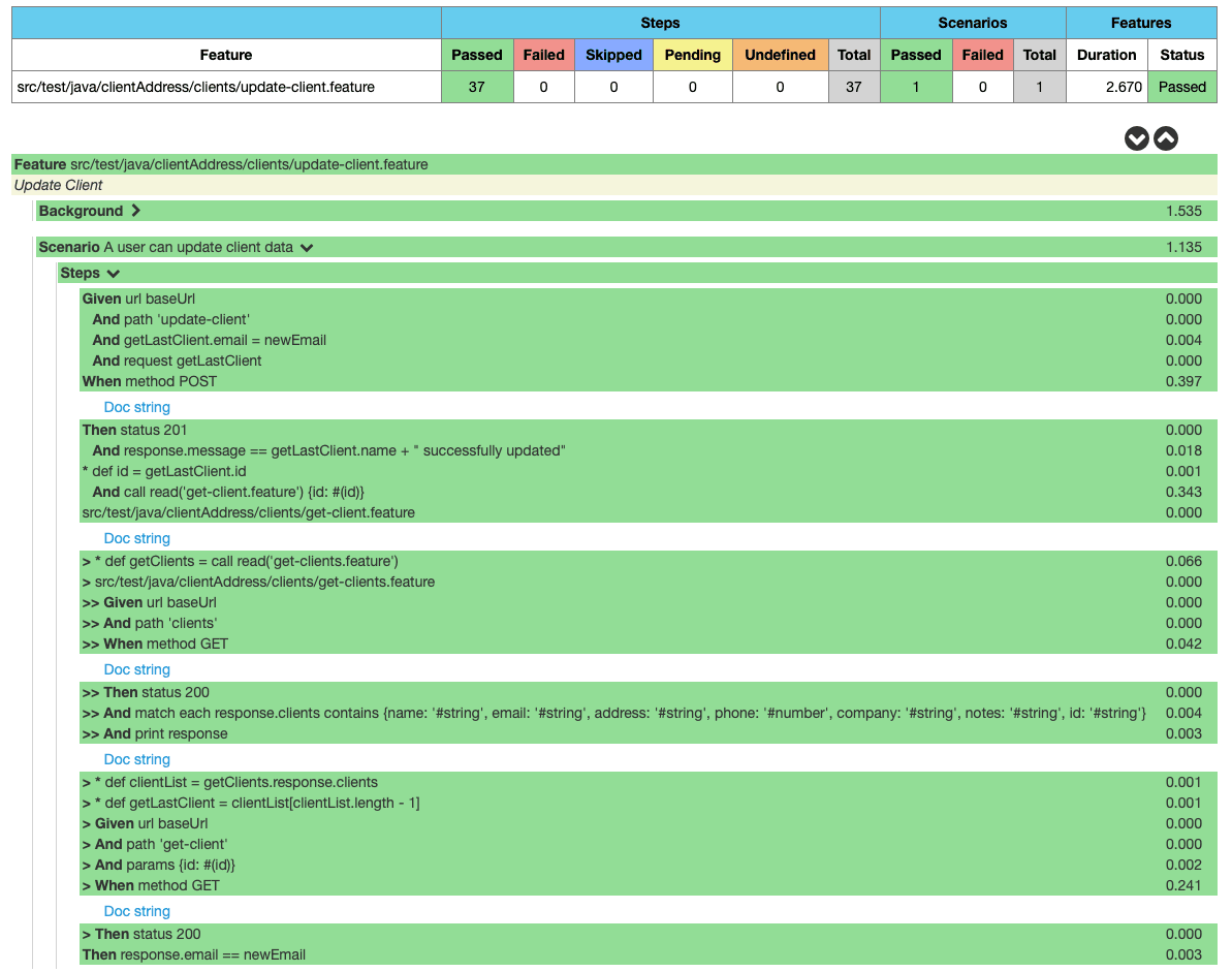 Dynamic Update Client Cucumber Report