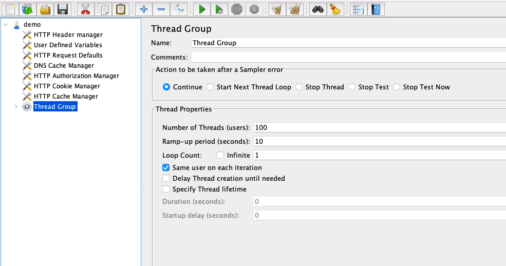 jMeter thread-group configuration