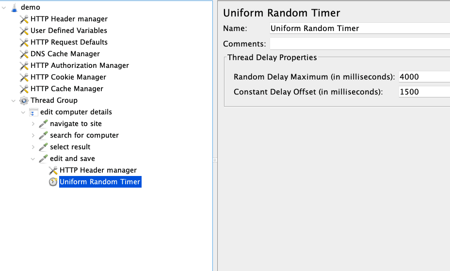 jMeter uniform random timer window